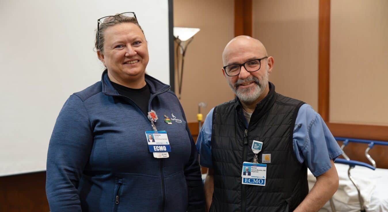 Victoria Long and Dr. Garcia-Montilla at ECMO training