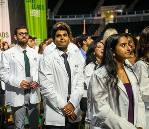 Ohio University medical students standing and smiling