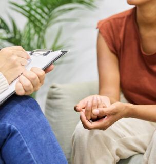 Person talking to therapist