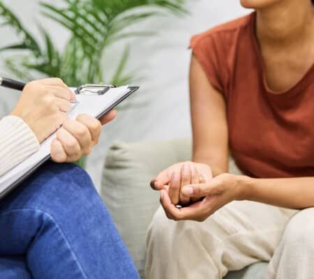 Person talking to therapist