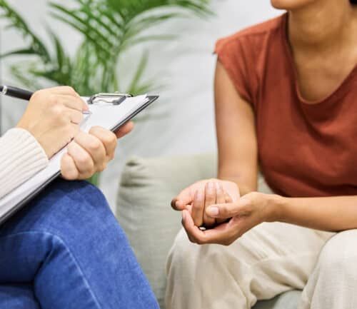 Person talking to therapist