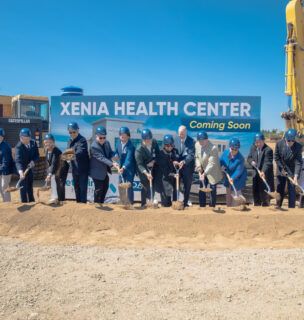 Team at Xenia Health Center beginning groundbreaking