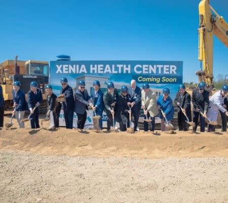 Team at Xenia Health Center beginning groundbreaking