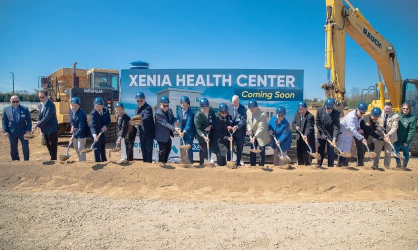 Team at Xenia Health Center beginning groundbreaking