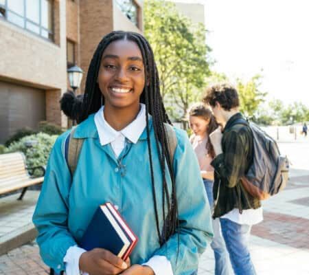 Group of diverse students in campus outdoors