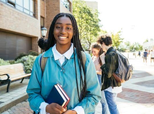 Group of diverse students in campus outdoors